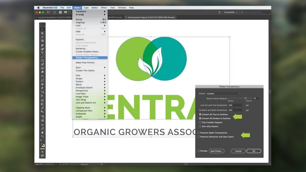 Illustrator Flatten Transparency