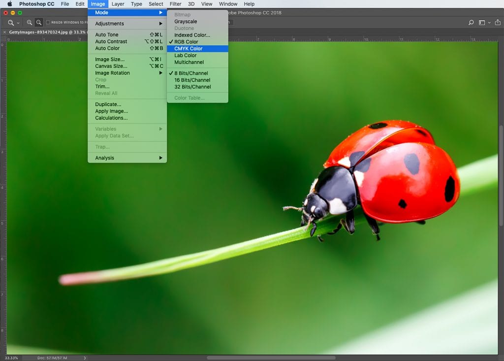 Converting Images to CMYK in Adobe Photoshop