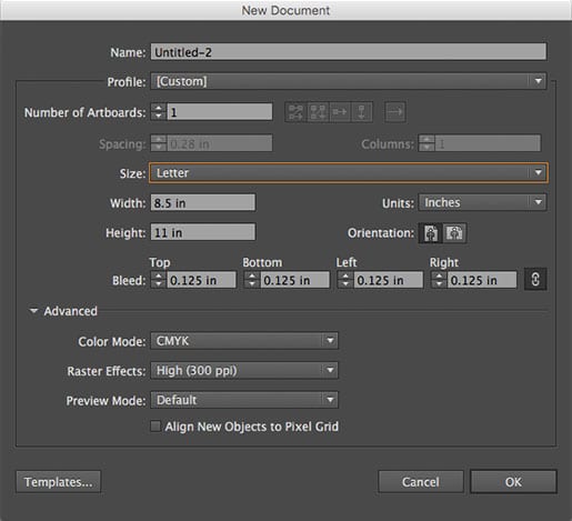 Creating a New File in Illustrator