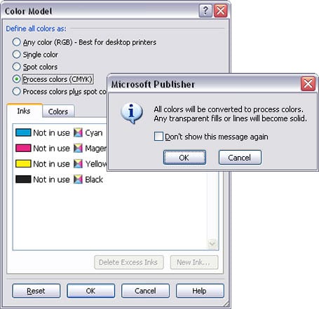 Publisher Color Model Alert