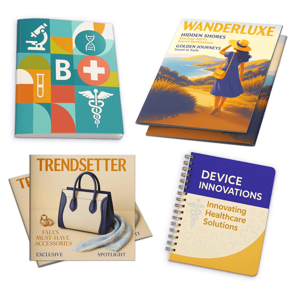 Custom printed booklets and catalogs for healthcare, fashion, travel, and technology industries by TPS Printing