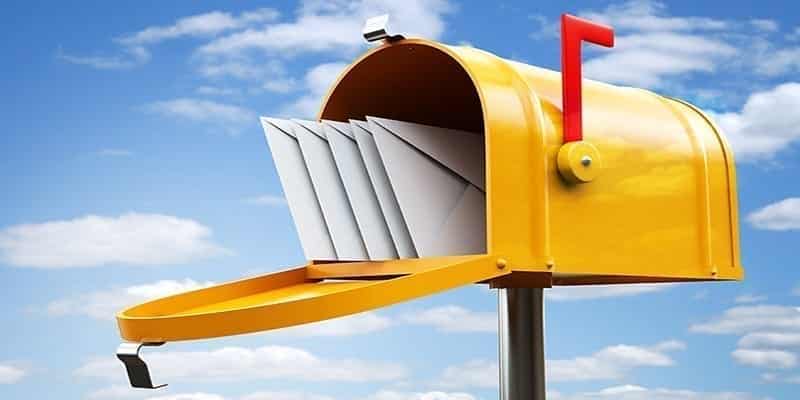 Yellow Mailbox Opened With Mail