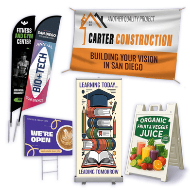 Custom printed signs banners and display graphics for events and storefronts